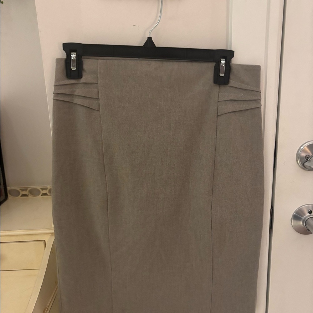 Express Taupe Pencil Skirt with Waist Pleats